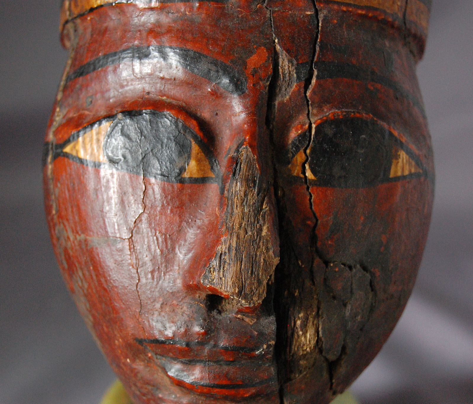 Egyptian Wood Mummy Mask Painted - Image 3