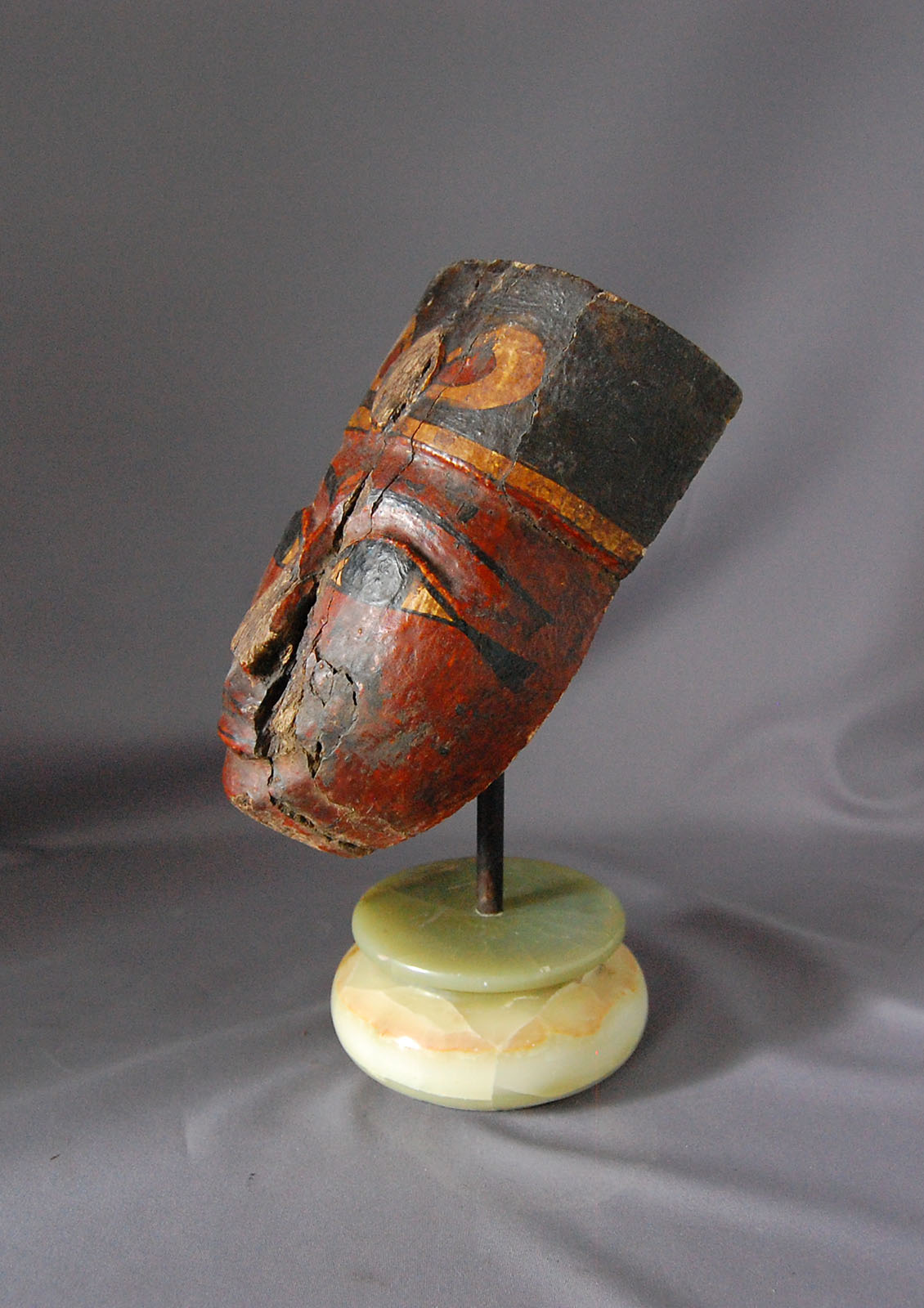 Egyptian Wood Mummy Mask Painted - Image 6