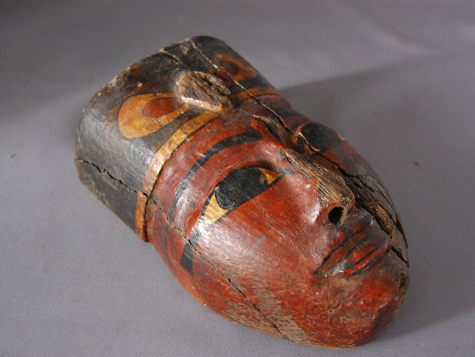 Egyptian Wood Mummy Mask Painted - Image 12