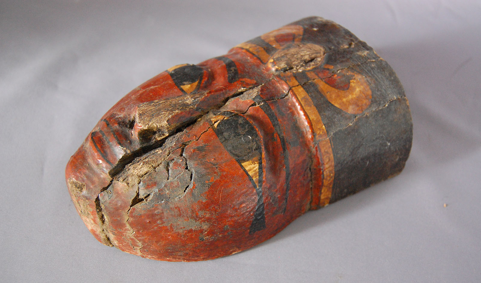 Egyptian Wood Mummy Mask Painted - Image 14