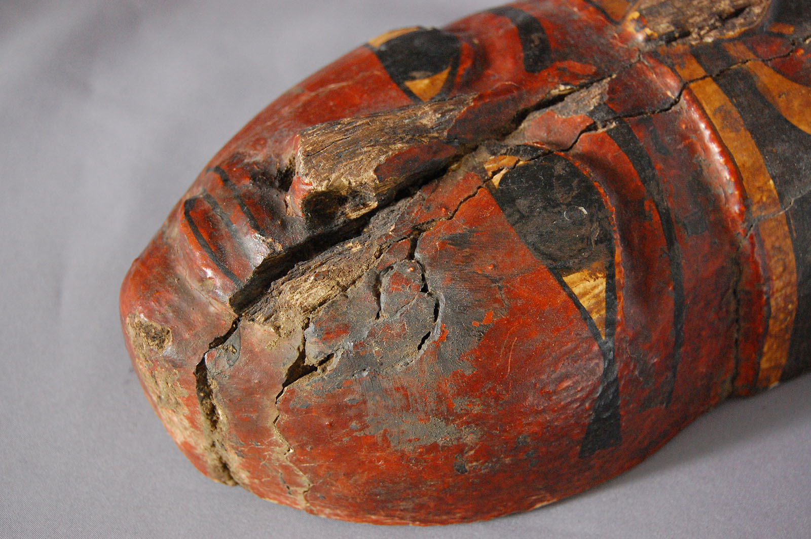 Egyptian Wood Mummy Mask Painted - Image 15