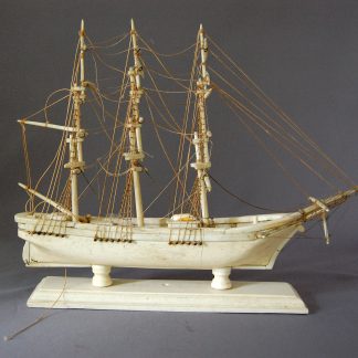 North American Folk Art Carved Bone Model Sailing Ship